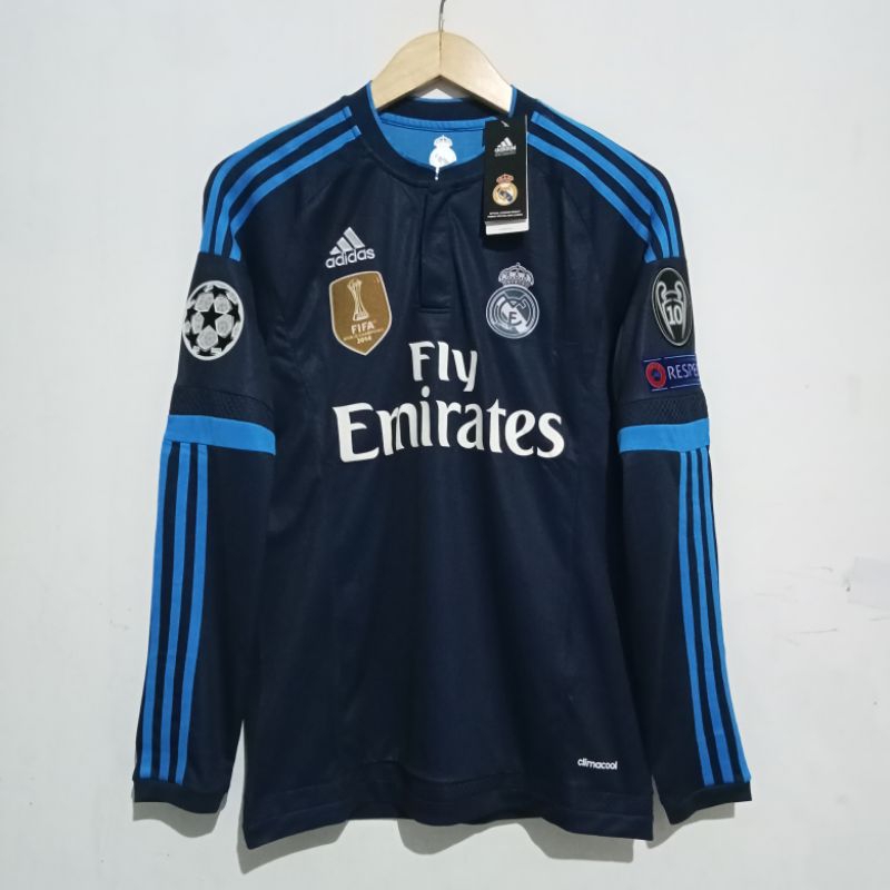 Jersey Real Madrid Third 2015/2016 Long Sleeve Nameset Ronaldo Full Patch Champions League