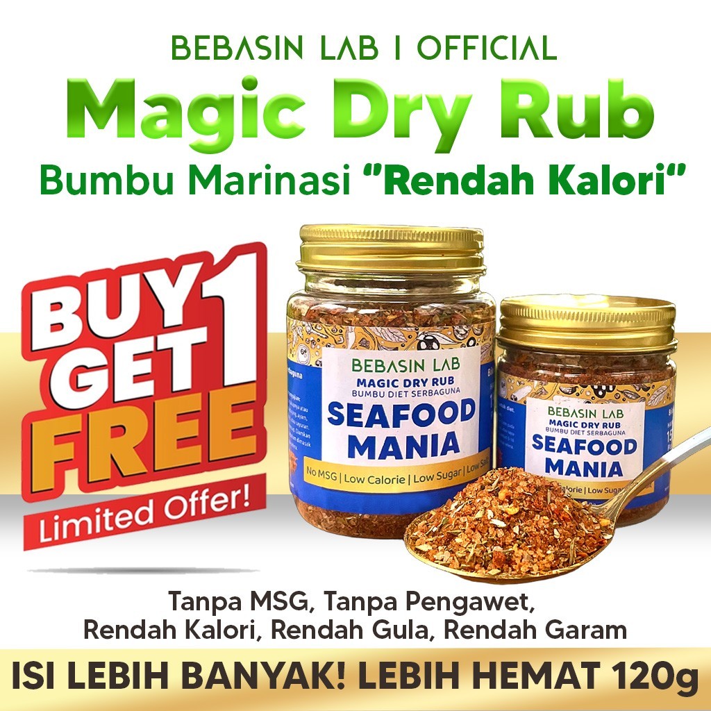 

MAGIC DRY RUB - Seafood Mania. Bumbu Marinasi RENDAH KALORI. Bumbu DIET. Tanpa MSG, Tanpa Pengawet. Marinasi Ayam, Daging, Tempe, Tahu dll.