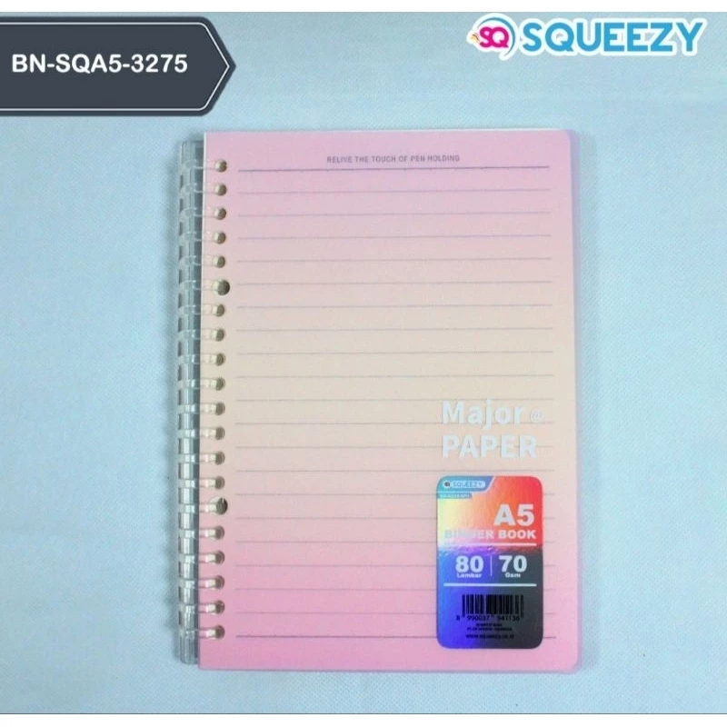 

Squeezy - Binder Book / Notebook A5 Squeezy Gradasi Warna 80 lembar Tulang & 60 lembar Tulang lunak /Refillable Slim Aesthetic Pastel Gradient