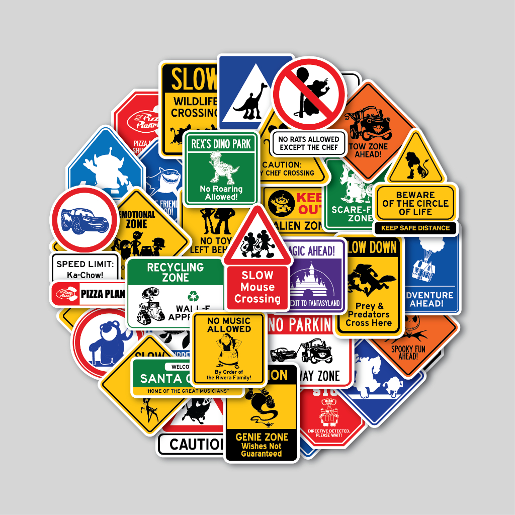 

STICKER PACK DISNEY PIXAR ROAD SIGN | STICKER TUMBLR | STIKER LAPTOP KOPER HELM
