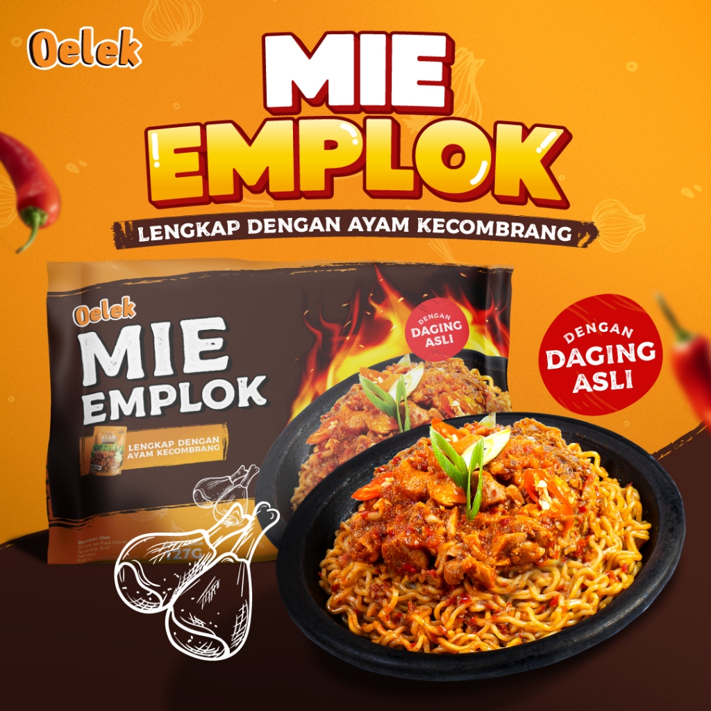 

Oelek Mie Emplok Goreng Lauk Ayam Kecombrang / Pedas Spicy Instan