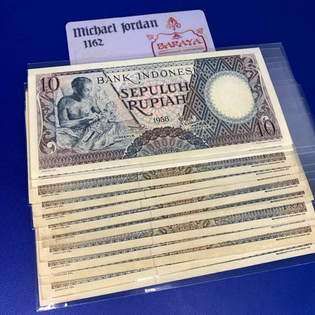 10 rupiah pekerja 1963 baru flag asli