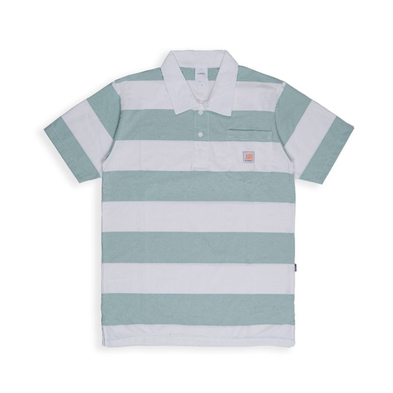 Easternwood Rugby Shirt Lengan Pendek Salur Pocket