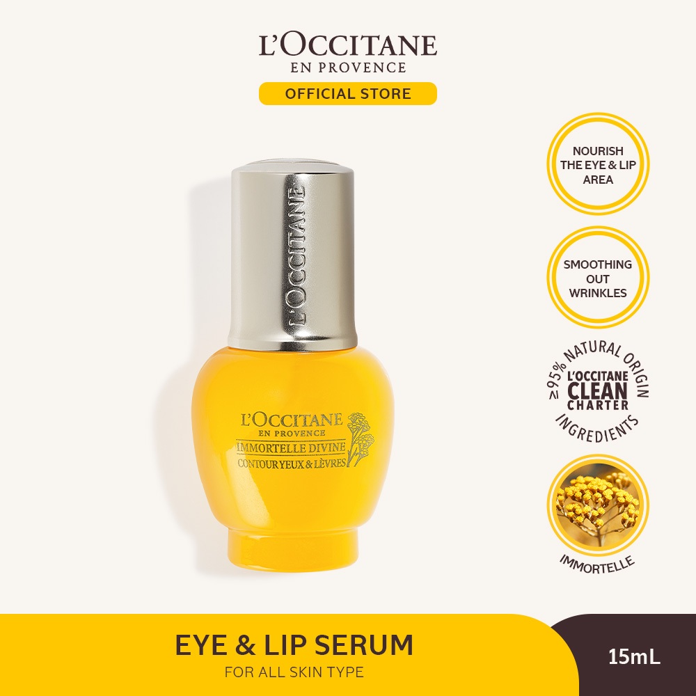 L'Occitane Immortelle Divine Eye & Lips Contour 15ml - Mengurangi Dark Circle Kerutan Area Mata Gari