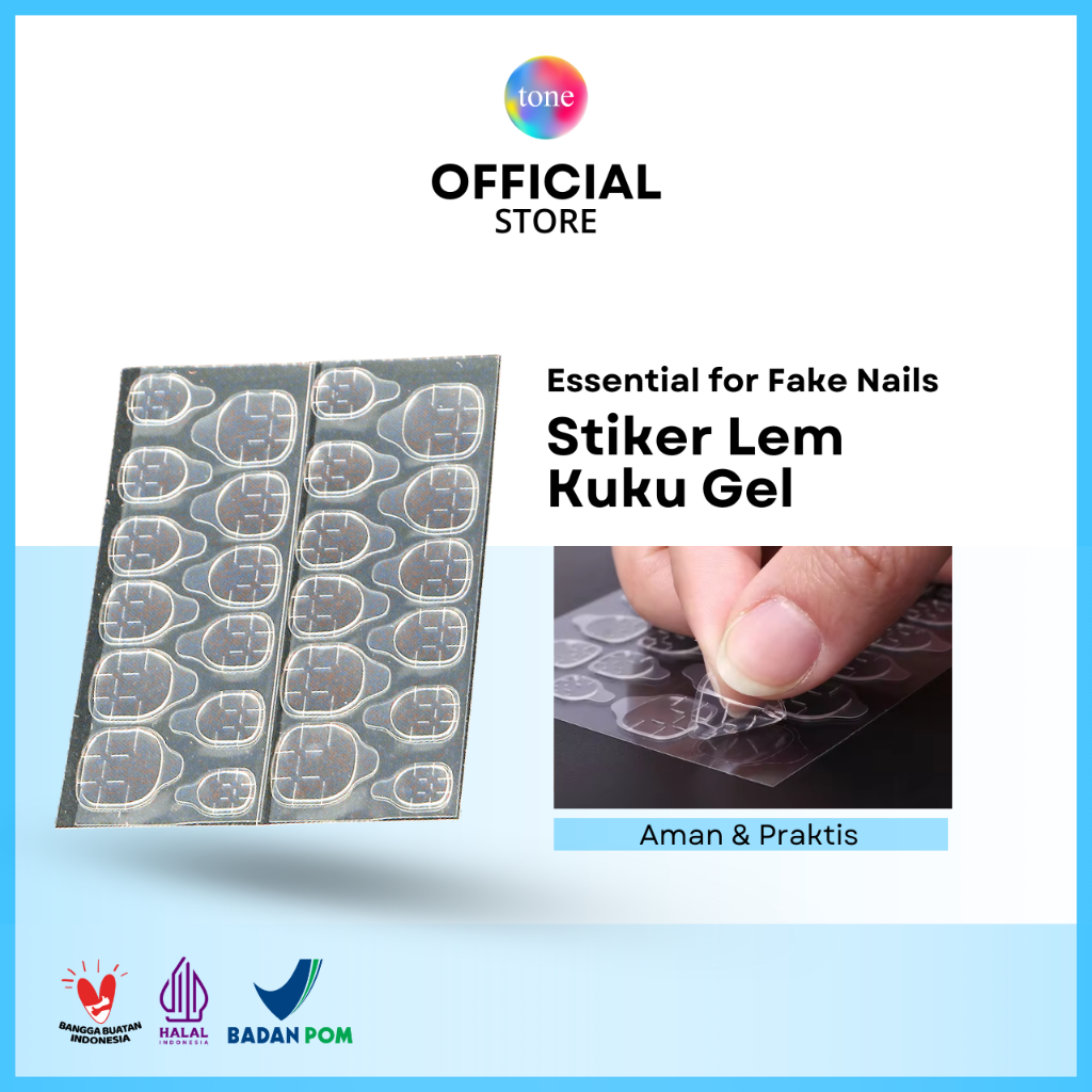 Stiker Lem Kuku Palsu Gel Silikon Transparan Nail Art Fake Nails 1 pcs untuk 12 Jari, Lem Kuku Palsu