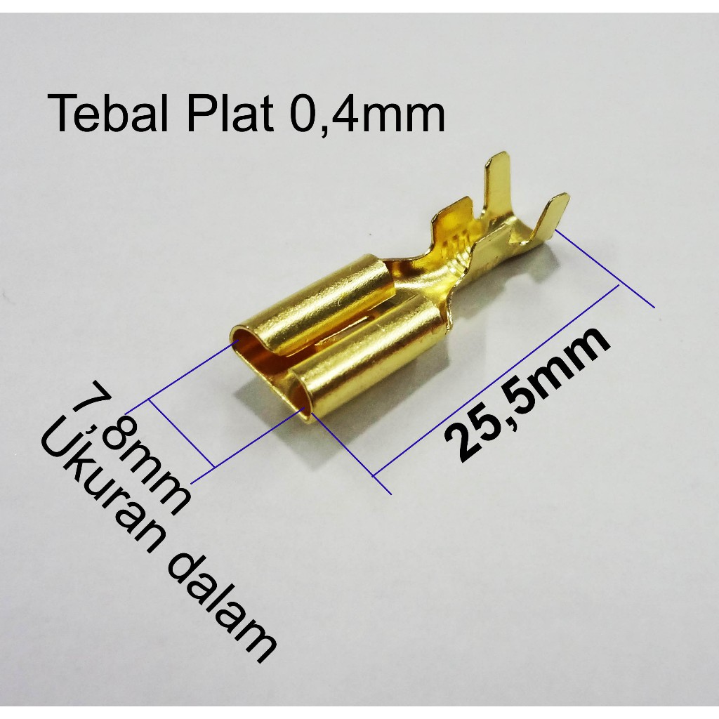 Pesanan Lamp Sparepart. 300pcs Skun Kabel Female Gepeng Diameter Dalam 7,8mm, Luar 9 x 25,5mm. Tipe 