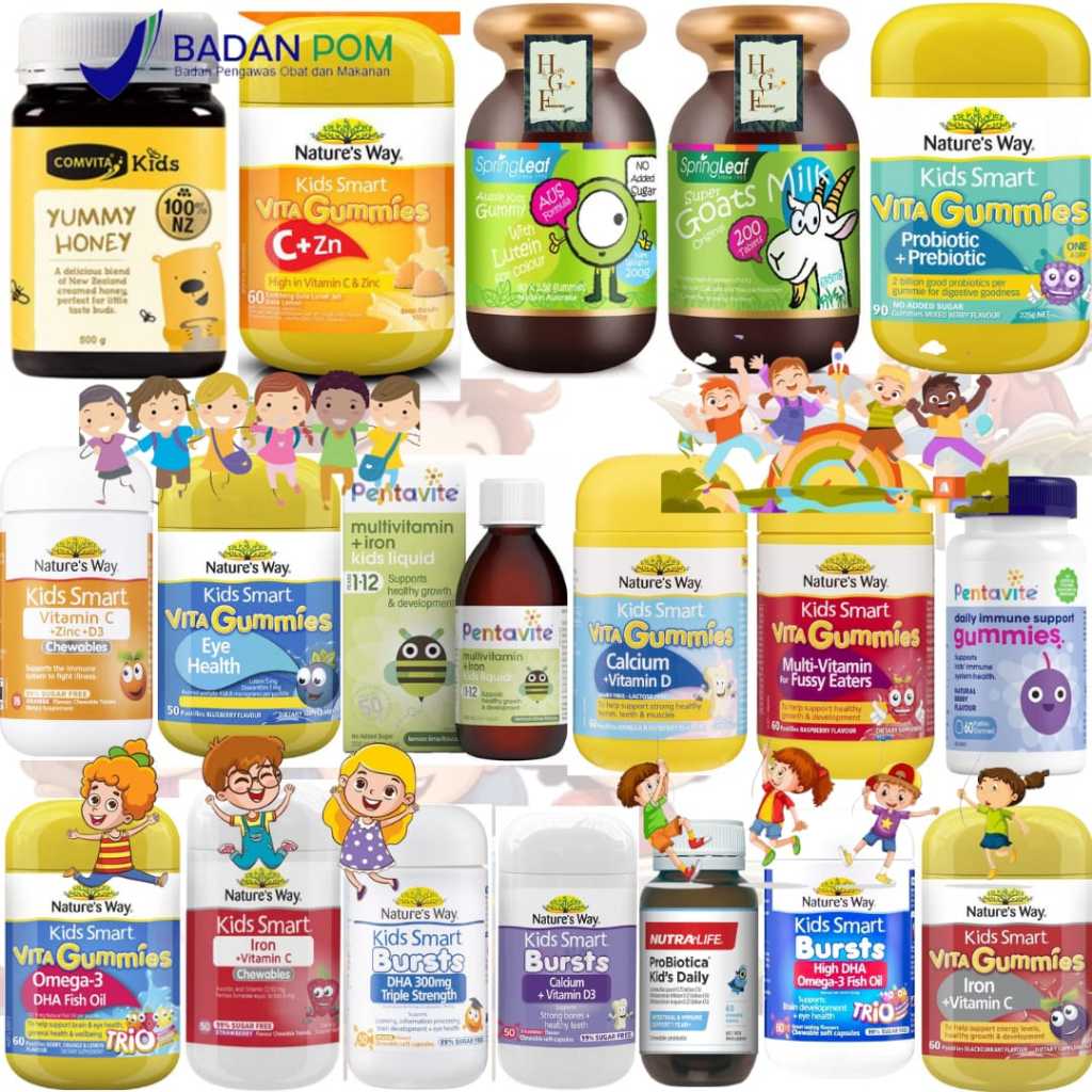 NATURE’S WAY KIDS SMART DHA TRIPLE STRENGTH BURSTLETS 300MG & Nature's Way Vita Gummies Eye Health