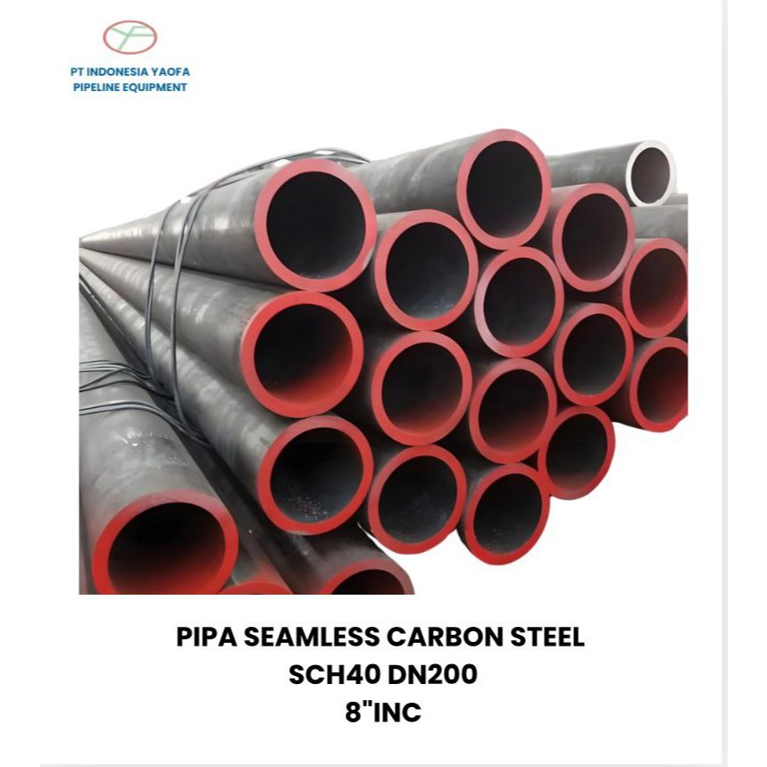 PIPA SEAMLESS CARBON STEEL SCH40 DN200 6 METER