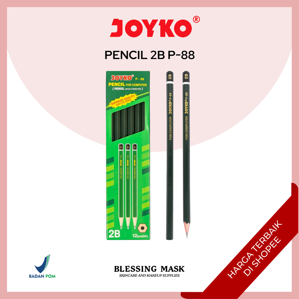 

JOYKO Pencil Kayu | Pensil Joyko P-88 2B | 1BOX : 12PCS | ATK Blessingmask