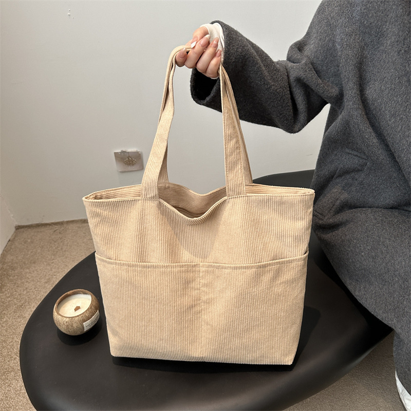 Hayden Harly Tote Tas Tote Korduroi Unisex Multifungsi Model Kekinian Gaya Korea Kapasitas Besar Rin