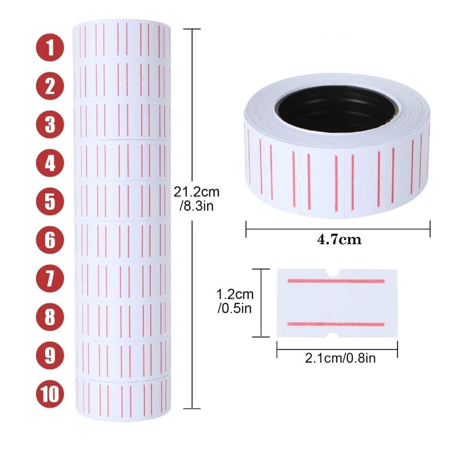 

COMBO Price Label 1 Line Putih / Label Harga 1 Baris Putih 1 ROLL / ISI Line 10 Pcs