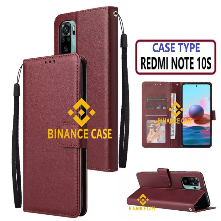 LEATHER FLIP CASE REDMI NOTE 10S CASE KULIT FLIP WALLET LEATHER KULIT PREMIUM SARUNG BUKA TUTUP KESI