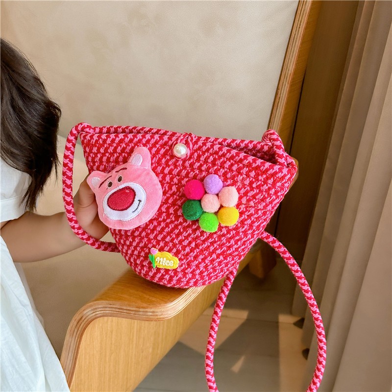 NUII - Tas Selempang Anak Tas Rajut Sling Bag Anak Remaja Boneka Tas Anak Motif Doll Lucu Import
