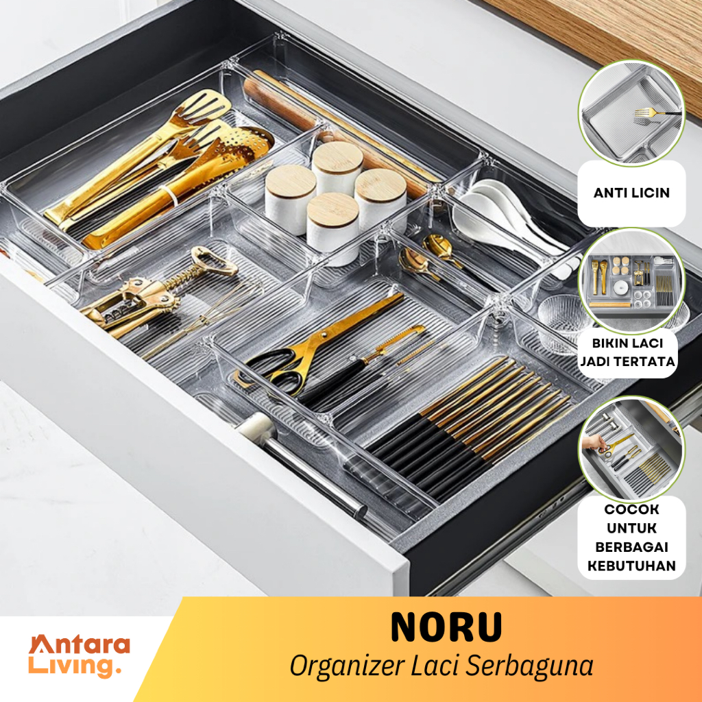 ANTARA Noru - Drawer Organizer Kotak Penyimpanan Meja Laci Satuan Organizer Kosmetik Laci Meja Kotak
