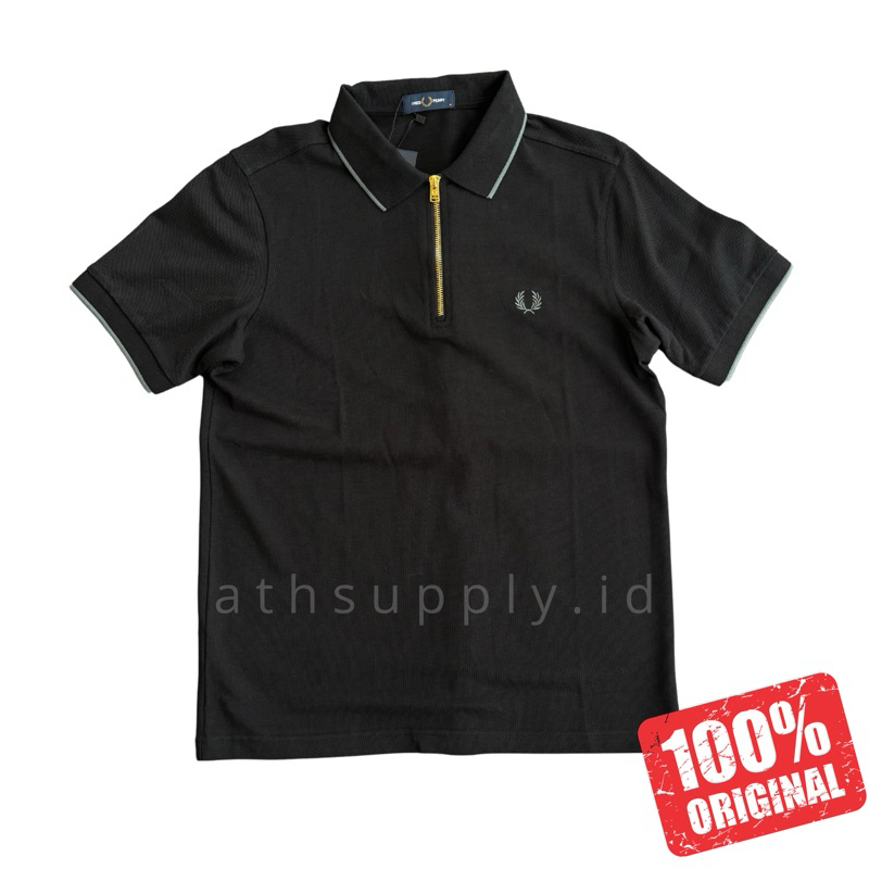Fred Perry Gold Zipper Black Polo 100% Original