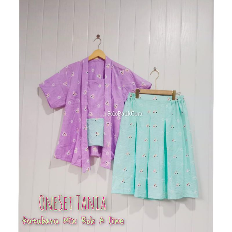 SETELAN BATIK WANITA KUTUBARU UNGU IJO MINT