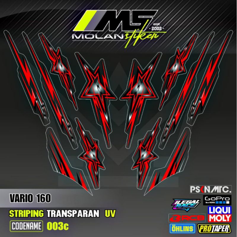 Decal Sticker Striping Variasi Transparan Uv Vario 160 Star Honda Vario 160 Bintang Click 160 Decal 