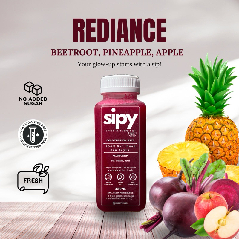 

Sipy Juice - Rediance Cold Pressed Juice 250ml (Jus / Juice / Detox Pressed Juice / Beetroot / Bit / Glowing Juice / Jus Detoks)