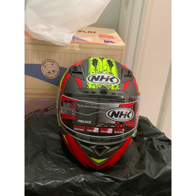Helm NHK RX9 SPETANOR Warna RED GREY YELLOW DOFF Ukuran L Helm Full Face Motor
