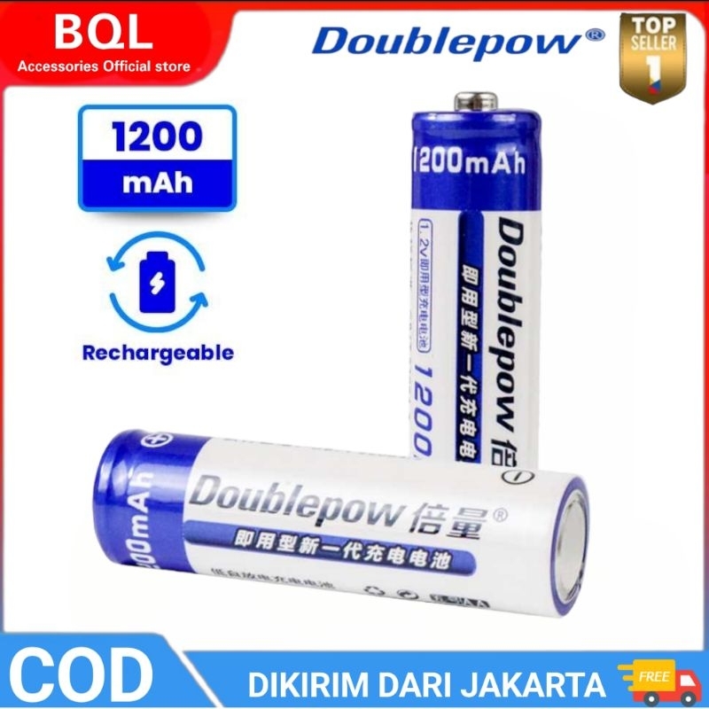 DOUBLEPOW Batu Baterai A2 Alkaline Doublepow Bisa Di Cas Batu Baterai AA Rechargeable NiMH 1200MAH 1