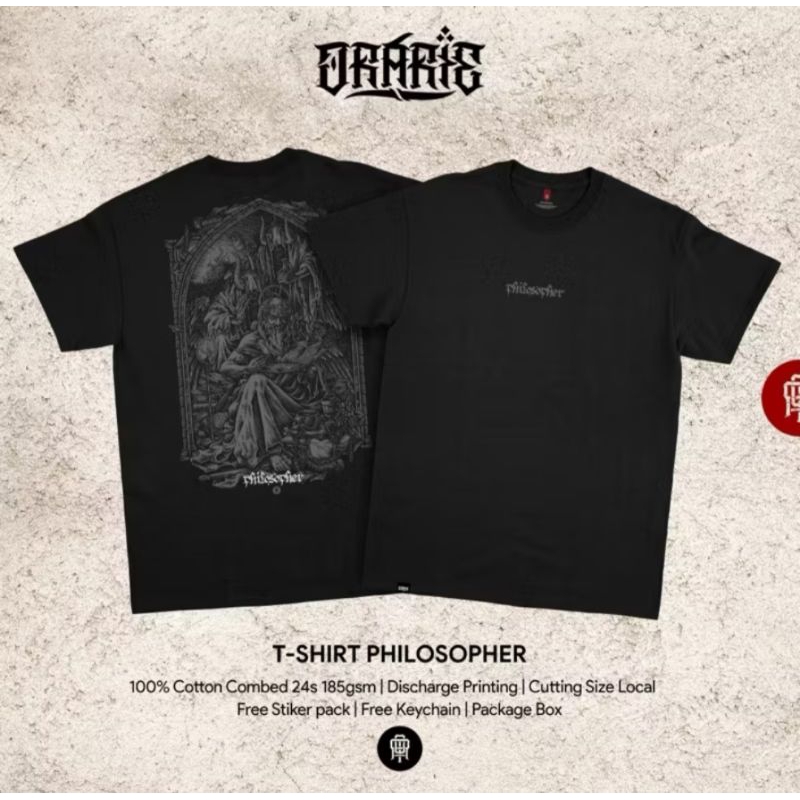 kaos orarie philosofer katun hitam 24s cewek cowok