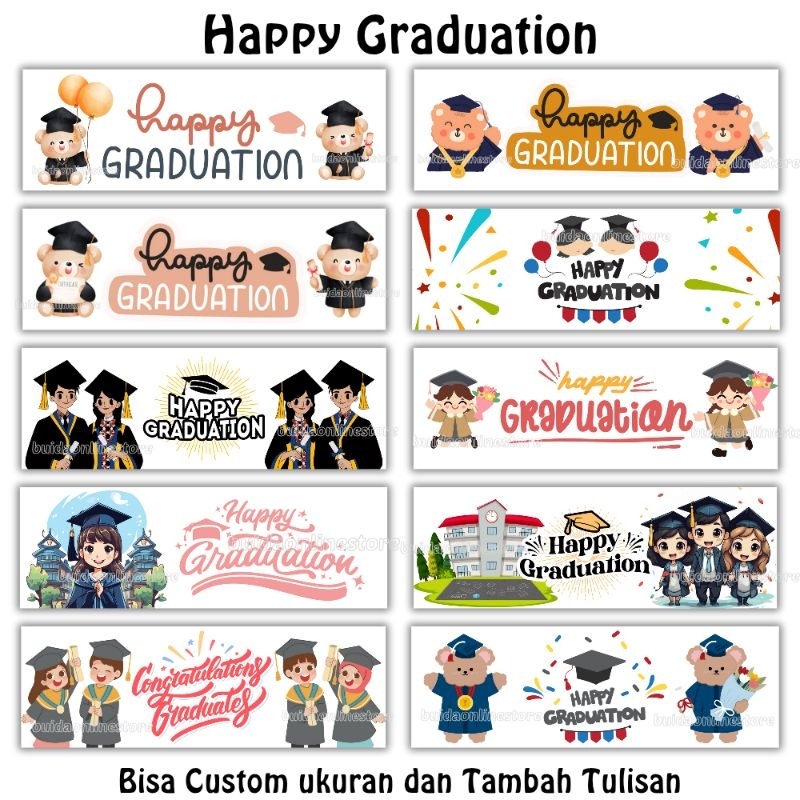 

Label stiker sticker Happy Graduation dekorasi kemasan hampers wisuda kado gift box parcel hiasan buket bunga topper bucket snack kotak kue cake segel dus sealer mini gift plastik tas mika paperbag