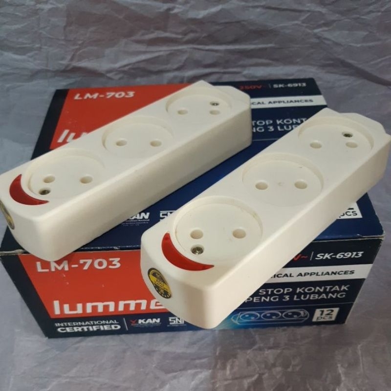 LM703 LUMMENT Stop Kontak Gepeng 3 Lubang MURAH