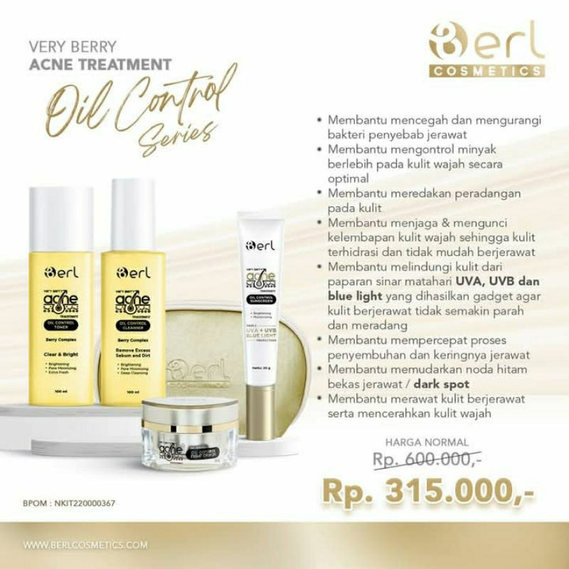 B Erl Very Berry Acne Treatment Oil Control Series/paket acne/skincare/bpom