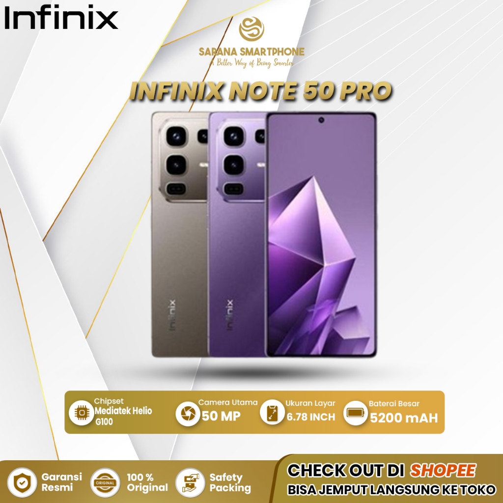 Infinix Note 50 Pro 8+8/256GB Hp Terbaru New Android Smartphone Original Garansi Resmi