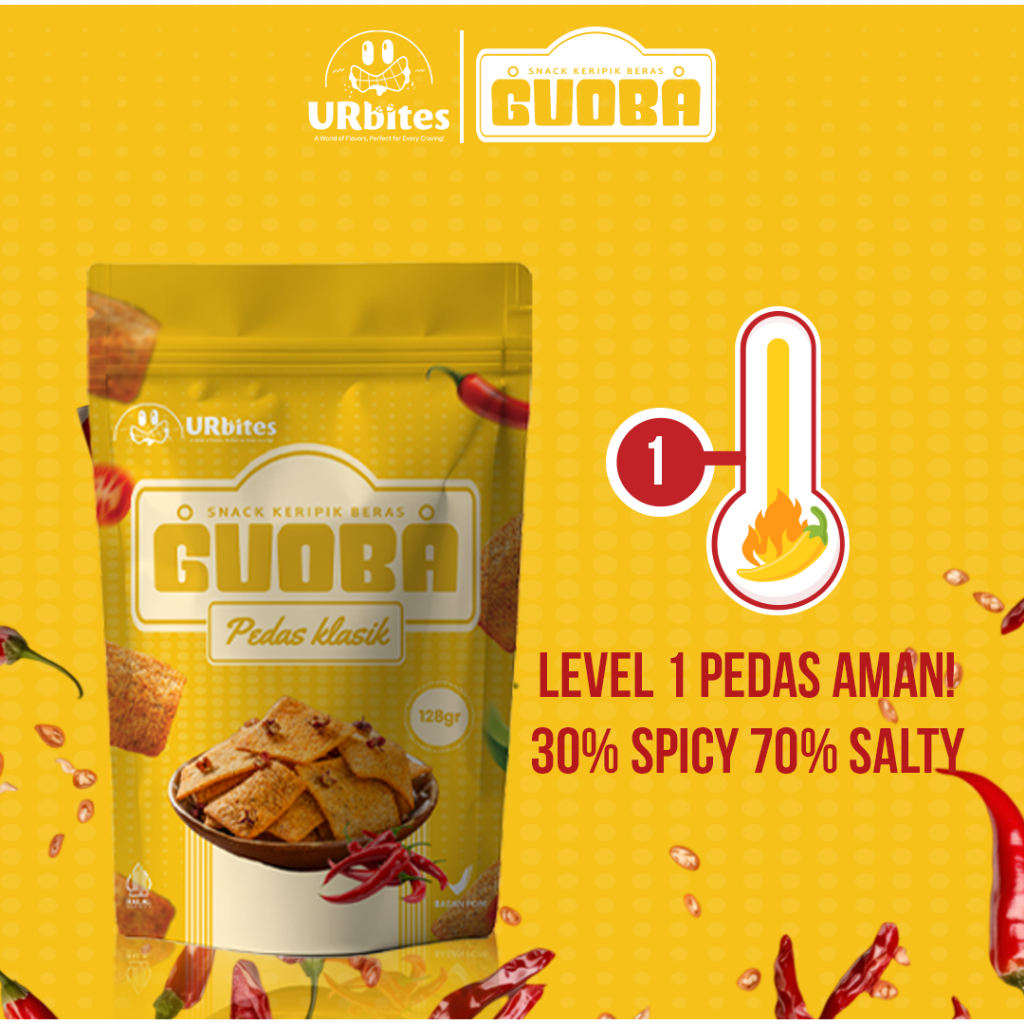 

KERIPIK GUOBA - Snacks Keripik Beras Rasa Pedas Klasik 128gr Pedasnya Bikin Merem Melek, Keriuknya Nagih