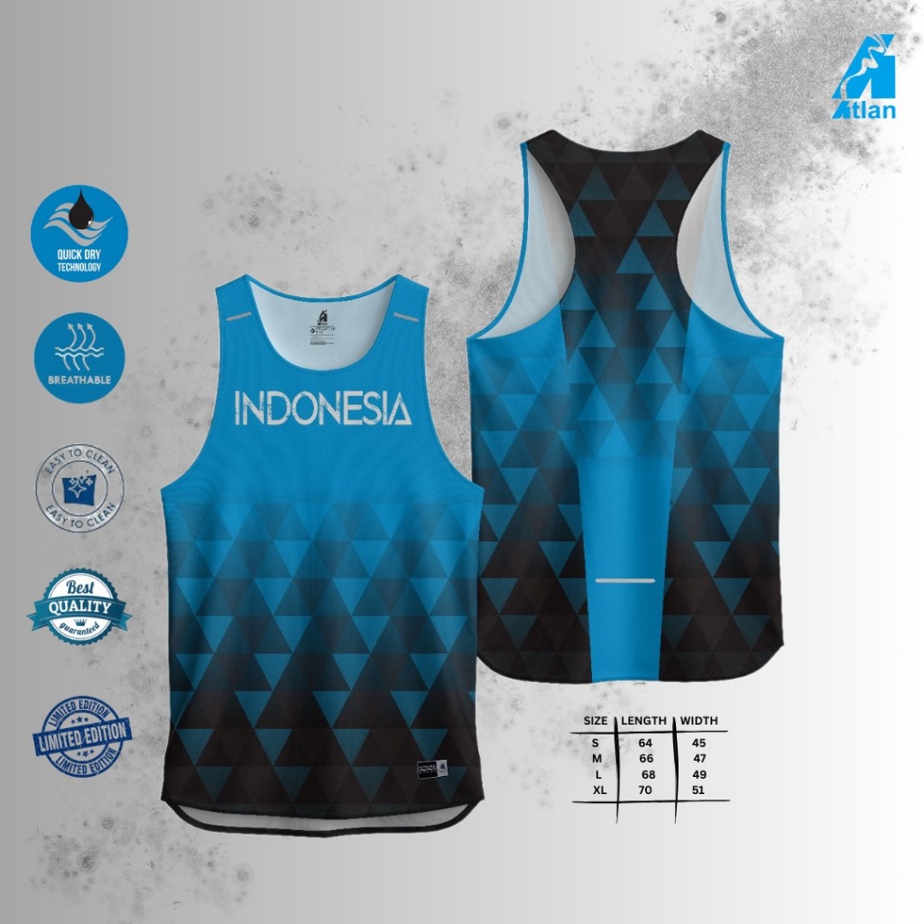 AERONE Singlet Olahraga Sport Men Atletik Jersey Motif Dry Fit Sparkling Blue