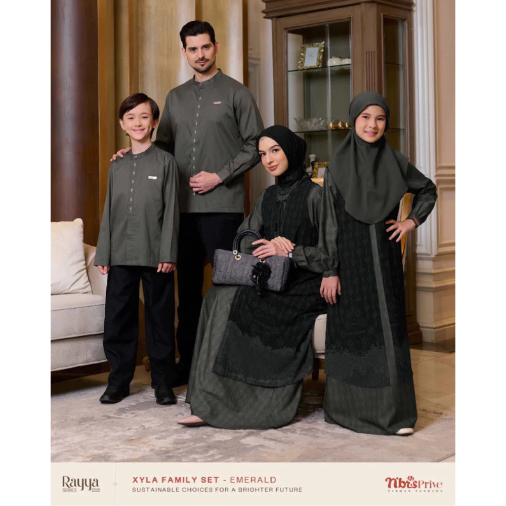 XYLA EMERALD SARIMBIT RAYA SERIES SARIMBIT NIBRAS 2025 SARIMBIT KELUARGA TERBARU COUPLE MUSLIM GAMIS
