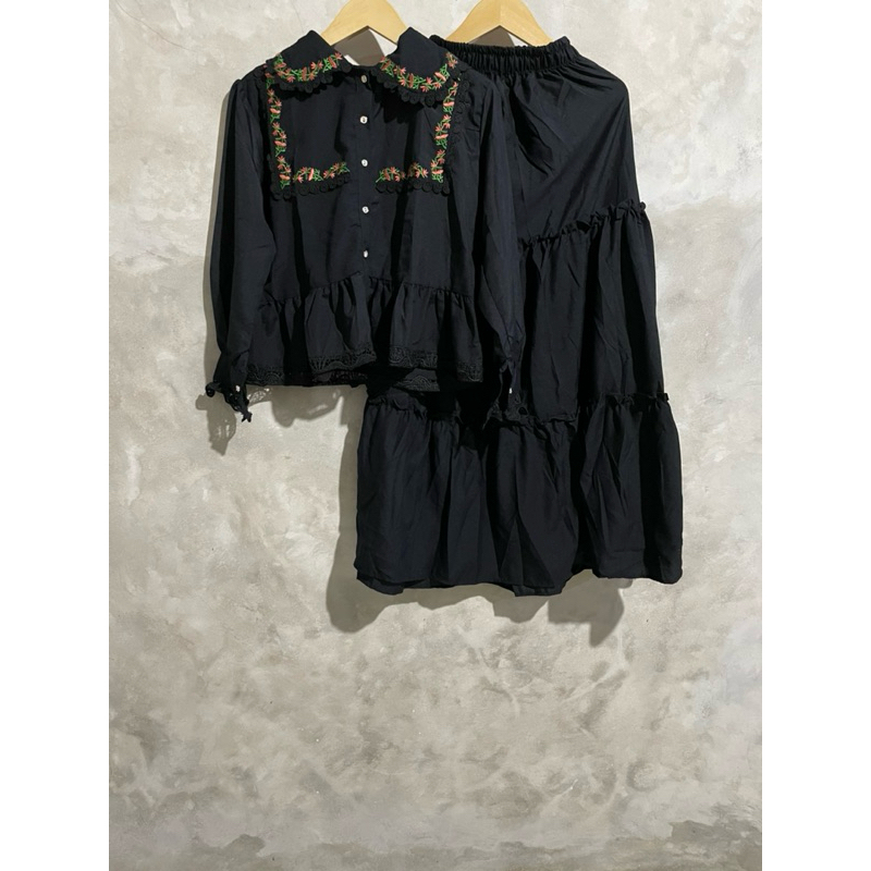 set rok nooz / set sok import / set rok import hitam / set rok hitam / set rok bordir / setelan rok 