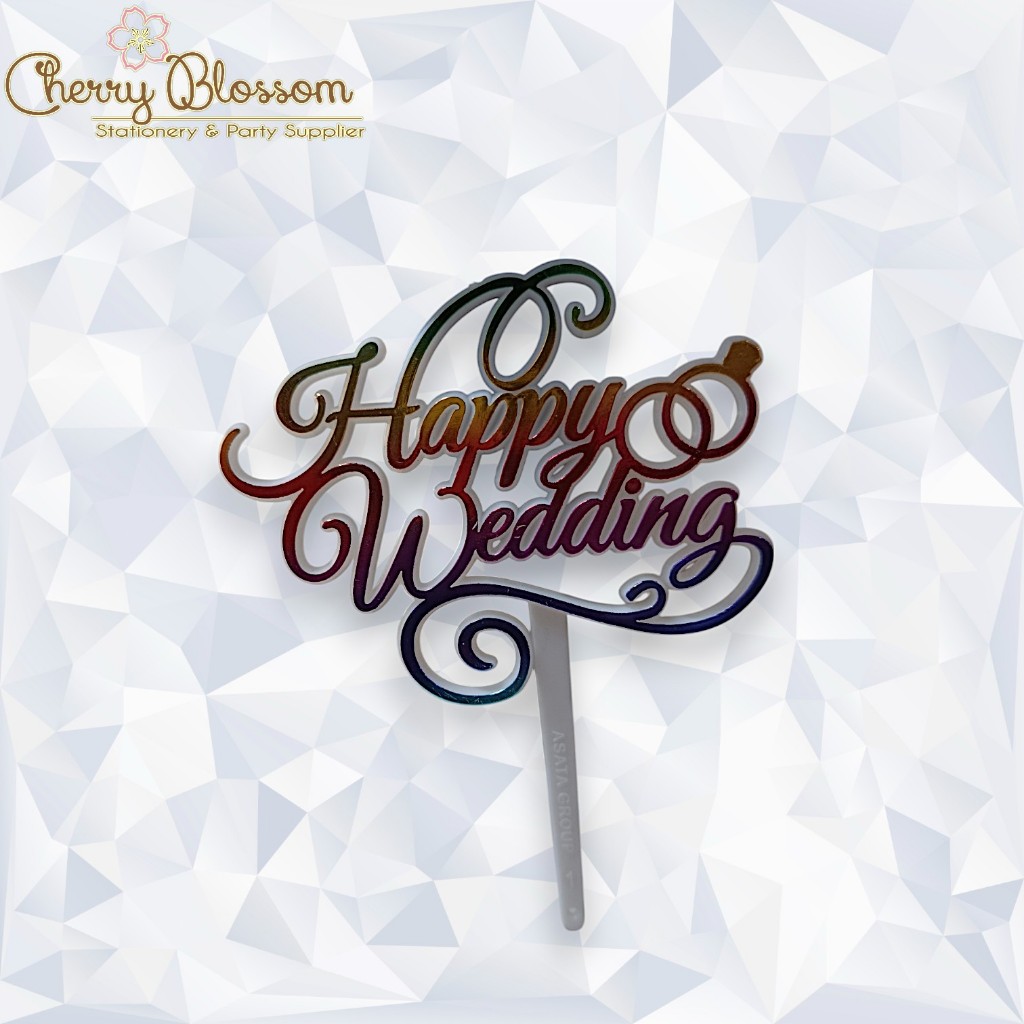 Happy wedding acrylic cake topper/hiasan kue wedding