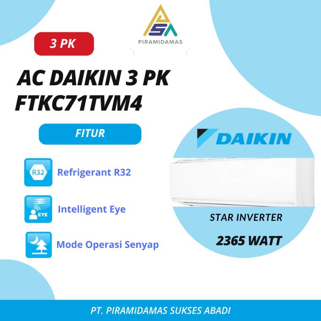 AC DAIKIN 3 PK FTKC71TVM4 STAR INVERTER