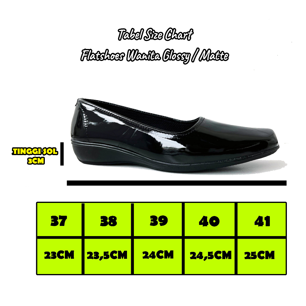 cuci gudang alaskaki sepatu wanita flatshoes formal paskib pantofel selop hitam glossy kantoran
