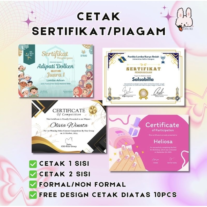 

cetak sertifikat / piagam
