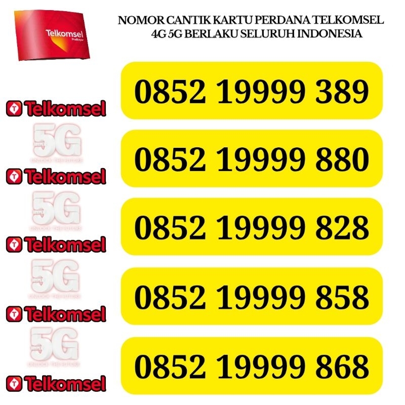 KARTU PERDANA NOMOR CANTIK SIMPATI 4G 5G TELKOMSEL NOCAN SIMPATI NOMER SIMPATI CANTIK KARTU PERDANA 