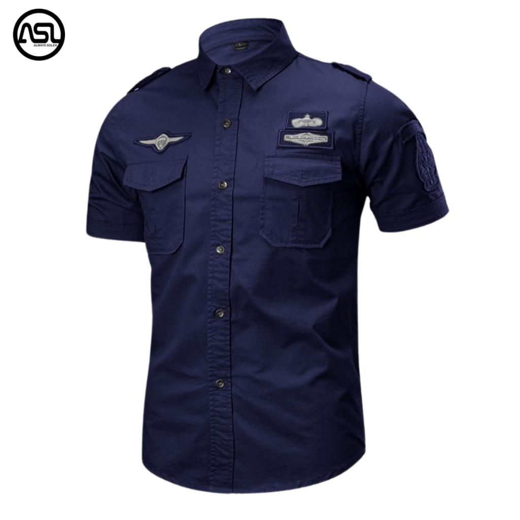 Kemeja Tactical Pria Navy Bordil / Kemeja Tactical / Kemeja Pria / Kemeja / Kemeja Tactical Lengan P