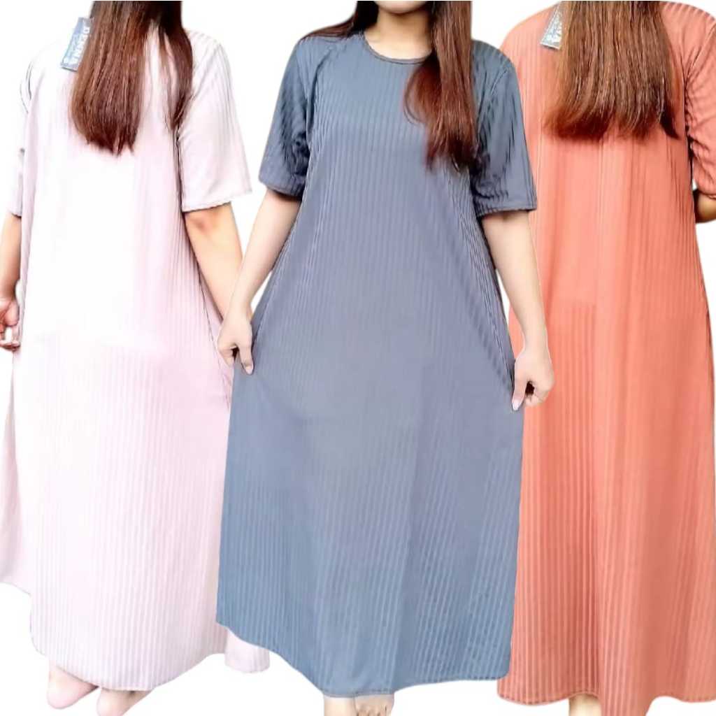 Long Dress Maxy Rajut Knit Premium / Inner Dress Lengan Pendek