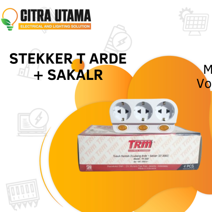 STOP KONTAK T + 3 LUBANG ARDE + SAKLAR TRM SNI K4075