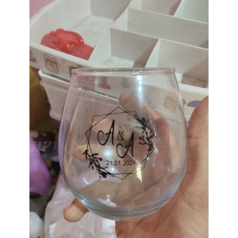 Souvenir gelas wine kemas tile, SOUVENIR GELAS PERNIKAHAN CANTIK