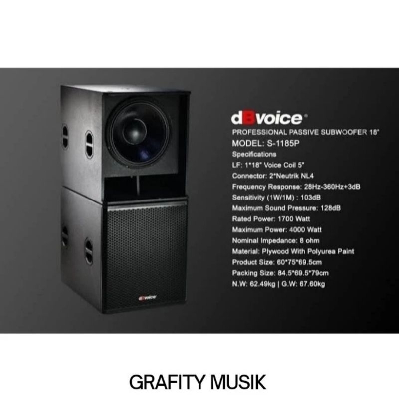Speaker Subwoofer Pasif 18 Inch dBVoice S1185P | S 1185P 4000 Watt Original harga satu box