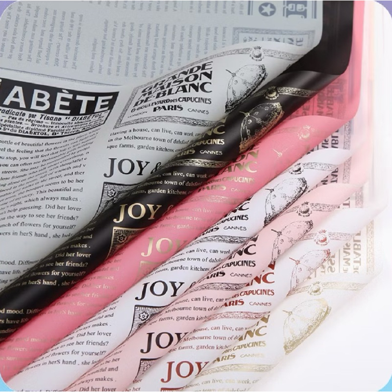 

KB012 20 LEMBAR Flower Wrapping Paper Waterproof Motif Koran Newspaper Kertas Buket Bunga Cellophane [GROSIR] TO