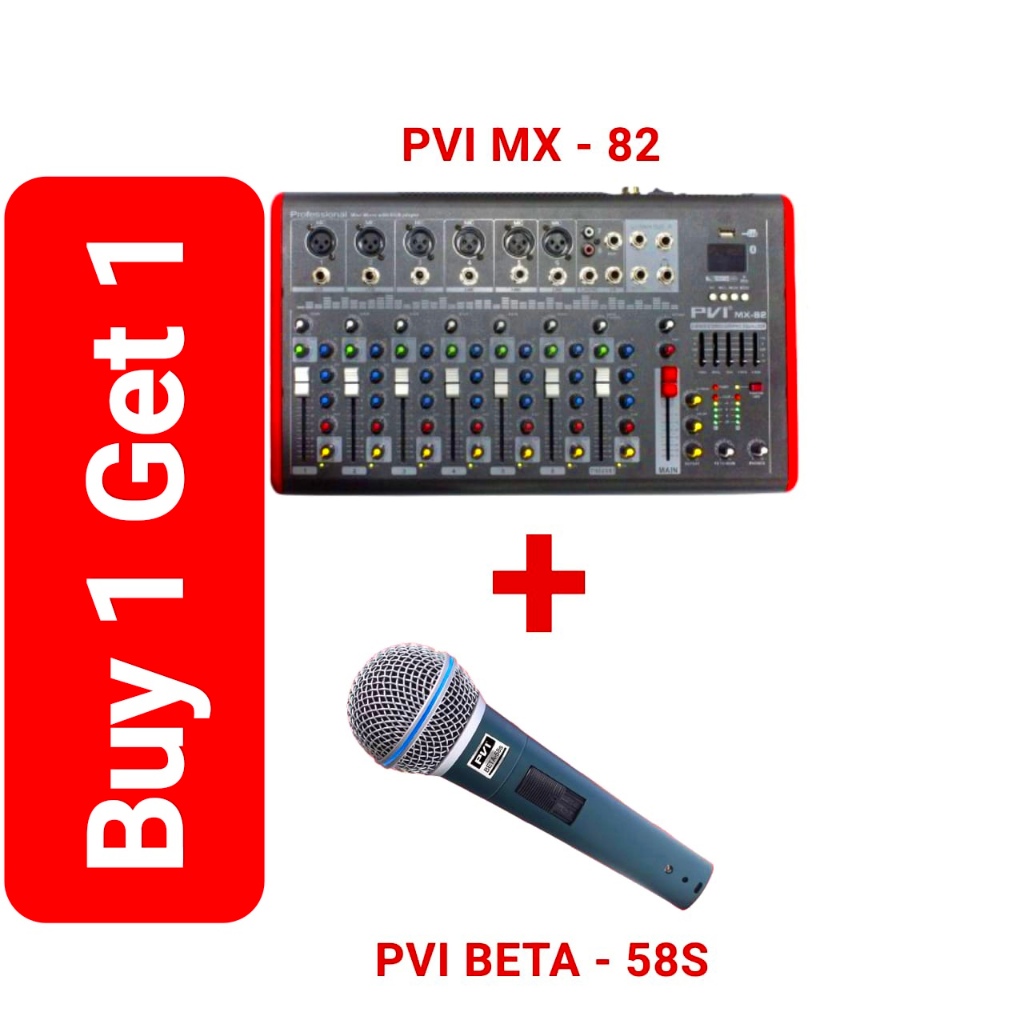Promo Buy 1 Get 1 Mixer Mini PVI MX  dapat mic PVI Beta58s