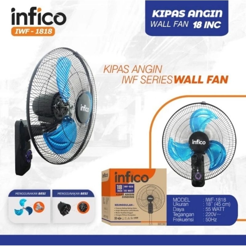 kipas angin dinding infico ukuran 18 inch/kipas tornado dinding