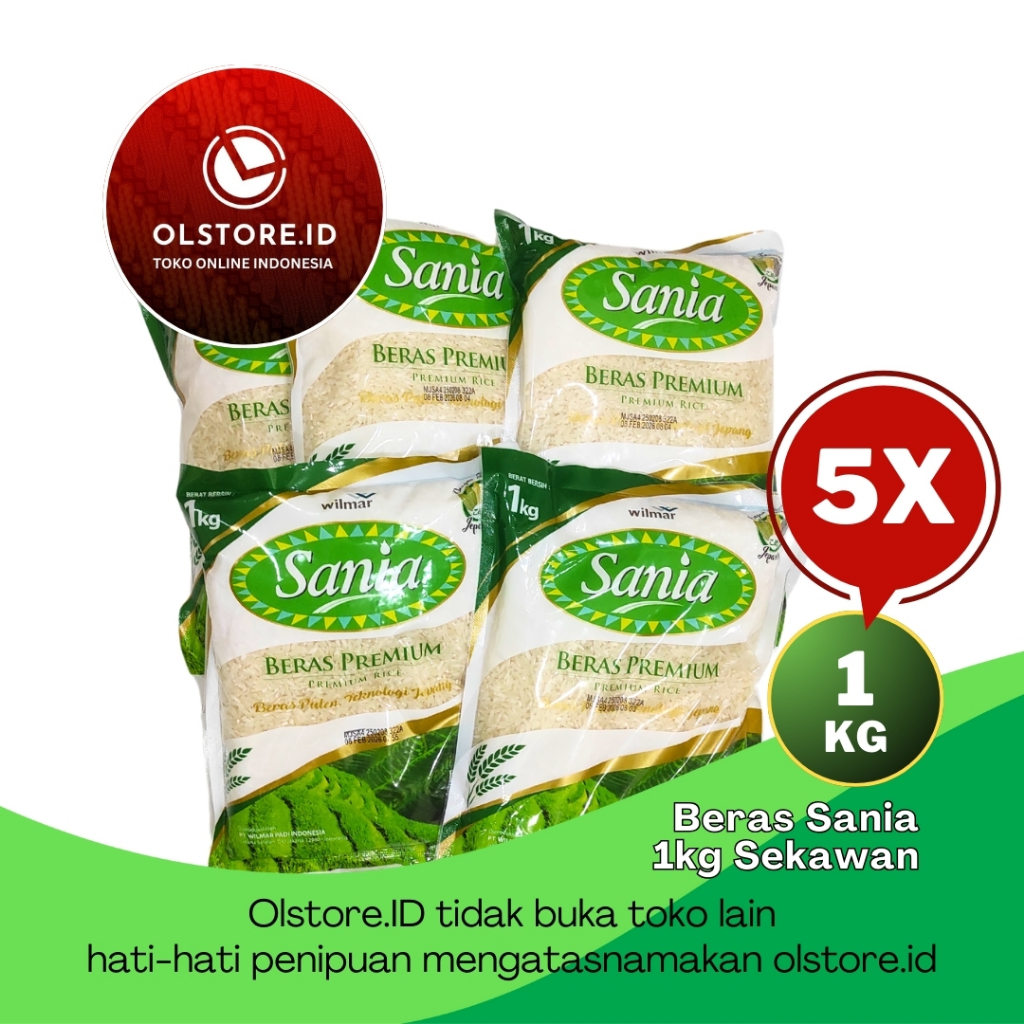 

Beras Premium Sania 1kg Sekawan 5 (Isi 5kg) - Kurir Instant