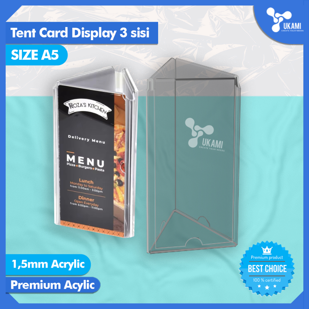 

UKAMI - Acrylic Brosur A5 POTRAIT 3 sisi - Akrilik Tempat Tent Card Display AC36