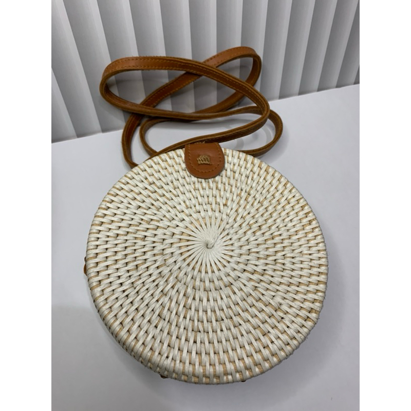preloved pribadi tas anyaman rotan putih jogja