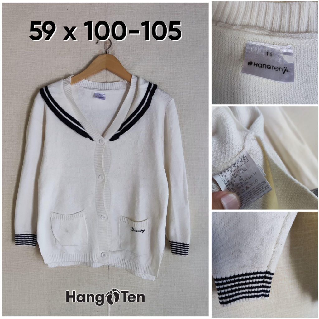 Cardigan Sailor Hangten Ivory V Neck Size M Wanita Atasan Cewek Outer Knit JH990